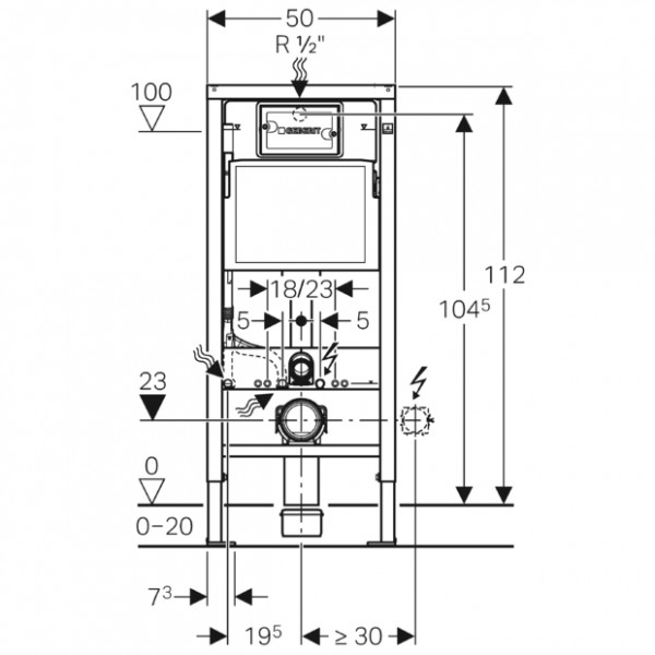 Geberit DuofixBasic 458103001 Wand WC Element 112 cm mit Spülkasten