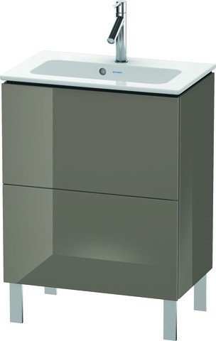 Duravit L-Cube Waschtischunterbau bodenstehend Flanell Grau Hochglanz 620x391x704 mm - LC667308989