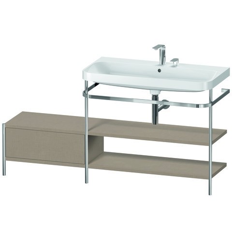 Duravit Happy D.2 Plus c-shaped Set mit Metallkonsole und Schubkasten Leinen Matt 1600x490x850 mm -