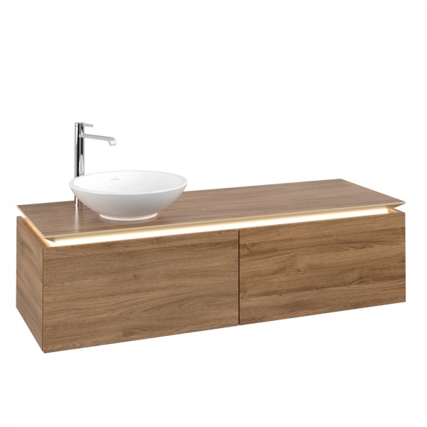 Villeroy & Boch Legato Waschbeckenunterschrank, mit Beleuchtung, 2 Auszüge, 1400 x 380 x 500 mm, Kan