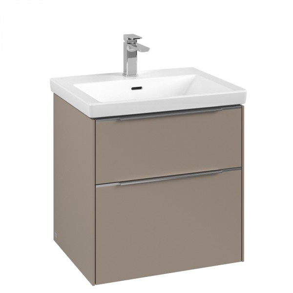 Villeroy & Boch Subway 3.0 Waschbeckenunterschrank, 2 Auszüge, 572 x 579 x 462 mm, Taupe / Taupe