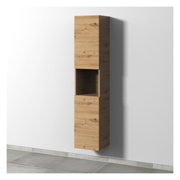 Sanipa 3way Hochschrank mit 2 Türen und 1 offenem Fach, Eiche Natural-Touch