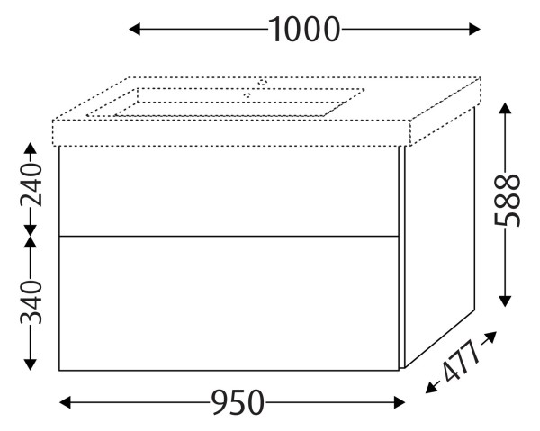 Sanipa WTU mit Auszügen für Becken links 3way (BP503) 588x950x477 Kaschmir-Matt, BP5031U