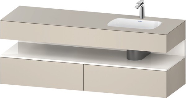 Duravit Qatego Einbauwaschtisch mit Konsolenwaschtischunterbau Taupe Supermatt 1600x550x600 mm - QA4