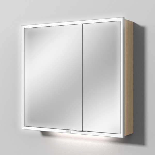 Sanipa Reflection Spiegelschrank MILO 80 mit LED-Beleuchtung, Eiche-Nordic, AU03248