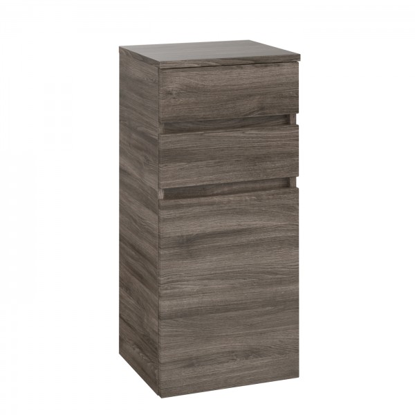 Villeroy & Boch Legato Seitenschrank, 1 Tür, 2 Schubladen, 400 x 870 x 350 mm, Stone Oak / Stone Oak