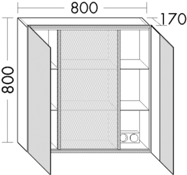 Burgbad Spiegelschrank RL30 800x800x170 Anthrazit Hochglanz, SPLN080LF3677