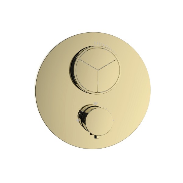 Herzbach LIVING PUSH Thermostat-Farbset 3 Verbraucher rund rund PVD Gold, 30.803055.1.03