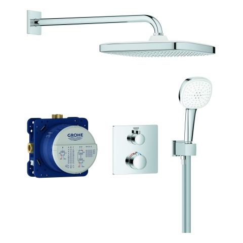 GROHE Unterputz-Duschsystem Grohtherm 34871 mit FMS eck./SmartBox/Kopfb./Brauseset chrom, 34871000