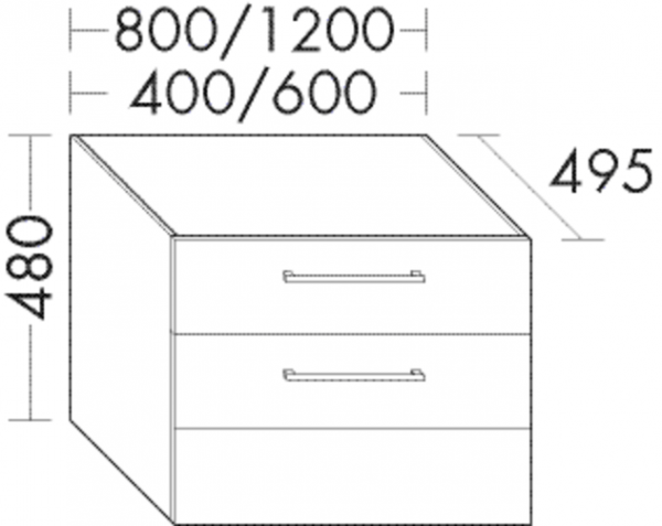 Burgbad Unterschrank Crono HGL 480x600x495 Salbeigrau Hochglanz, USGI060F5953