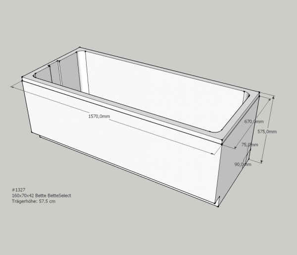 Neuesbad Wannenträger für für Bette Select Badewanne 3410, 160 x 70 cm