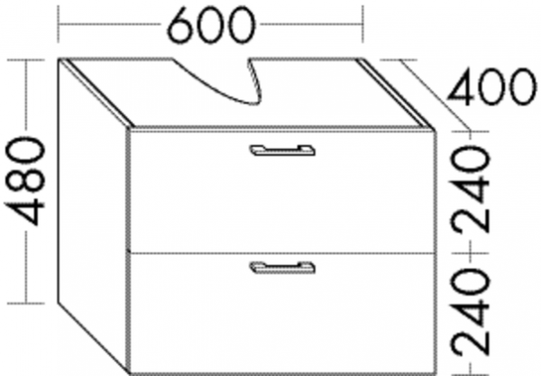 Burgbad Waschtischunterschrank Sys30 PG1 Aqua 480x1000x400 Eiche Dekor Merino, WVIZ100F2813