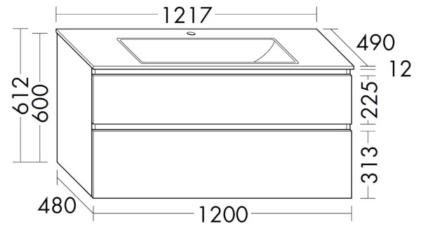 Burgbad Keramik Waschtisch-Set Accura PG2 Lichtgrau Ultramatt/Schwarz Matt, SGVJ121F6050C0038