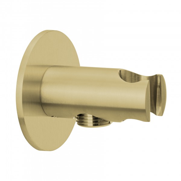 Herzbach spa ix pvd Brauseanschlussbogen rund halter rosette 70 rund brass, Brass Steel, 21.995200.1