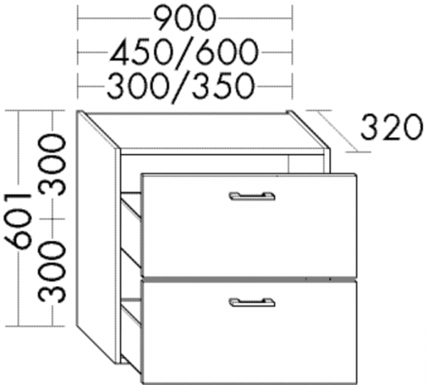 Burgbad Unterschrank Sys30 PG1 Aqua 601x300x320 Eiche Dekor Flanelle, U3033F2239