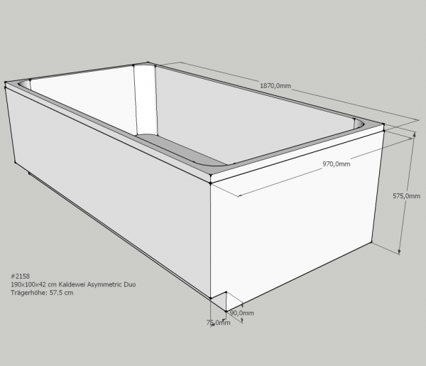 Neuesbad Wannenträger für Kaldewei Asymmetric Duo 190x100