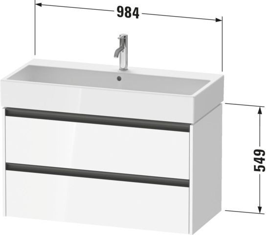 Duravit Ketho2 Waschtischunterschrank wandhängend 984x460x549 Ei