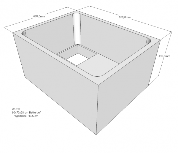 Neuesbad Wannenträger für Bette tief 90x70x28