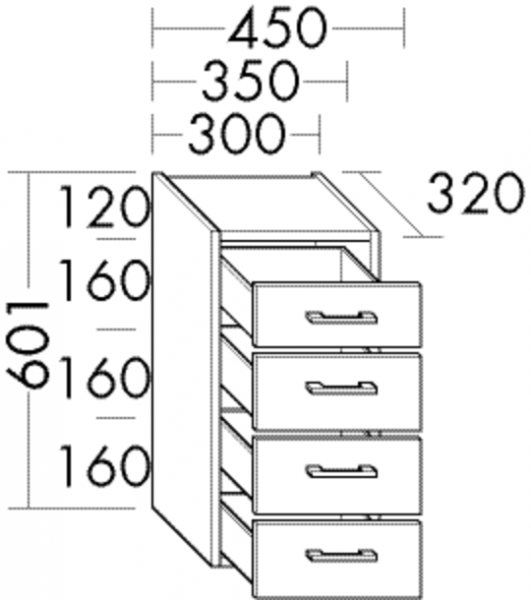 Burgbad Unterschrank Sys30 PG2 Echo 601x300x320 Eiche Dekor Merino, U3035F2752