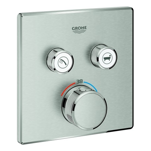 GROHE Thermostat Grohtherm SmartControl 29124 eckig FMS 2 ASV supersteel, 29124DC0