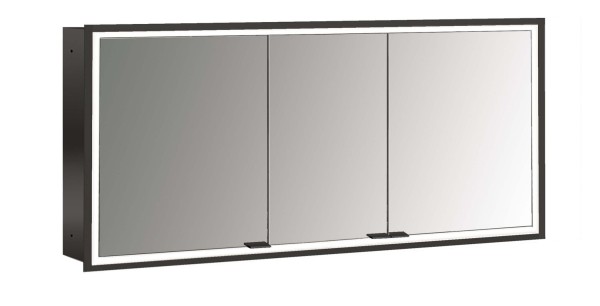 emco LED-Lichtspiegelschrank prime Facelift Unterputz, 1400 mm, 3-türig, IP 20, schwarz Rückwand ver