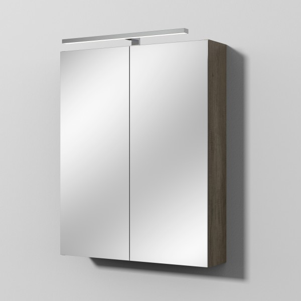 Sanipa Reflection Spiegelschrank MILLA 60 mit LED-Aufsatzleuchte, Eiche-Nebraska, SD14037