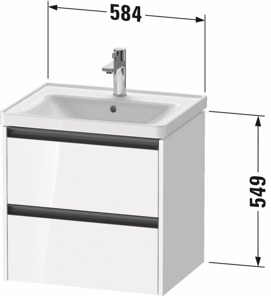 Duravit Ketho.2 Waschtischunterbau wandhängend Betongrau Matt 584x455x549 mm - K25281007070000