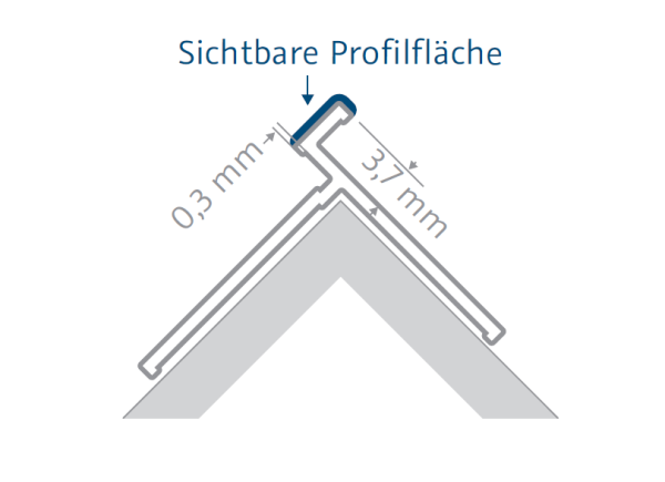 HSK Eckprofil, außen, flächenbündig, ca. 23 × 27 mm, alu silber-matt, 930012-1