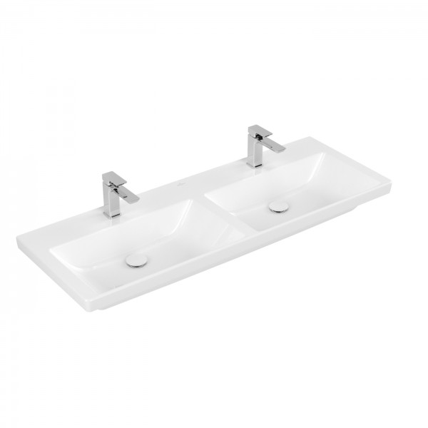 Villeroy & Boch Subway 3.0 Schrank-Doppelwaschtisch, 1300 x 470 x 165 mm, Weiß Alpin, ohne Überlauf,