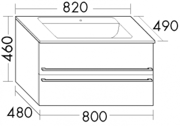 Burgbad Glas Waschtisch-Set Bel Thermo Eiche Dek. Flanelle/dunkelgrau Hochglanz, SEUJ082F2171A0121