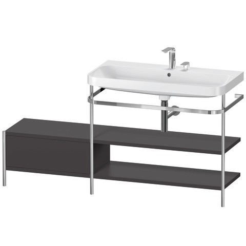 Duravit Happy D.2 Plus c-shaped Set mit Metallkonsole und Schubkasten Graphit Supermatt 1600x490x850