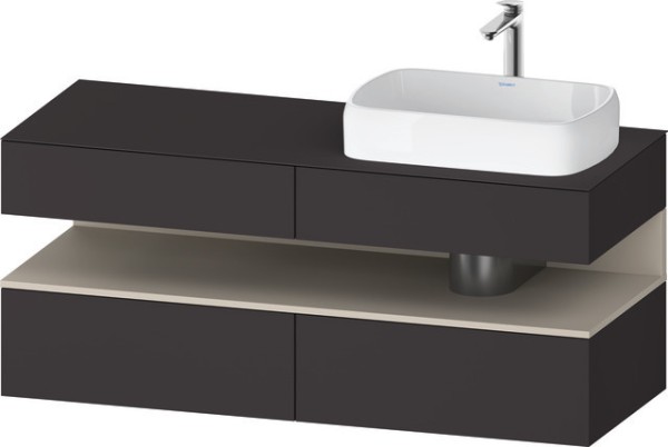 Duravit Qatego Konsolenwaschtischunterbau wandhängend Graphit Supermatt 1400x550x600 mm - QA47660838