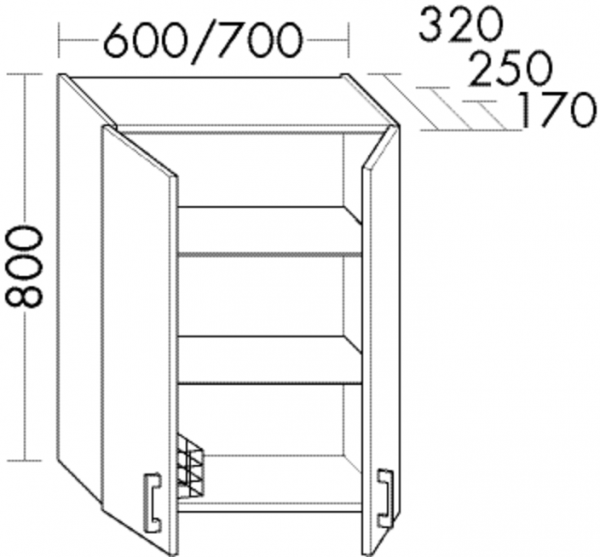 Burgbad Hängeschrank Sys30 PG4 Sana 800x600x250 Eiche Natur, OSJK060F3445