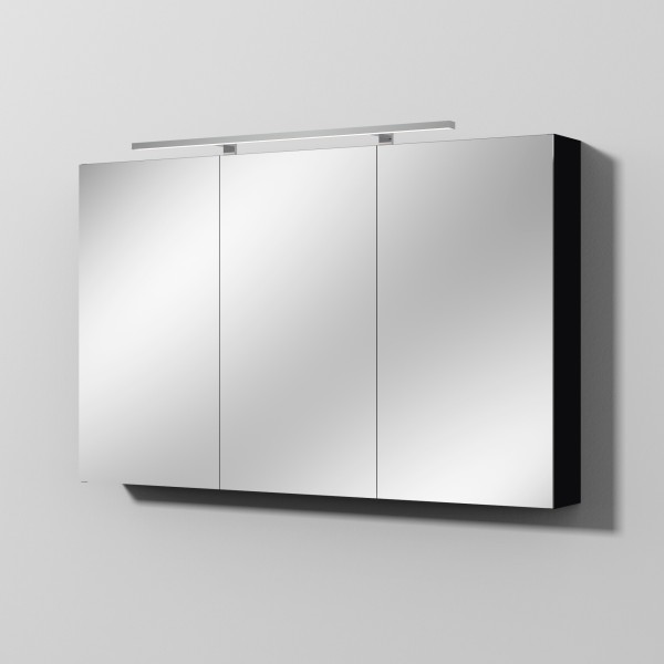Sanipa Reflection Spiegelschrank MILLA 120 mit LED-Aufsatzleuchte, Schwarz-Matt, SD14608