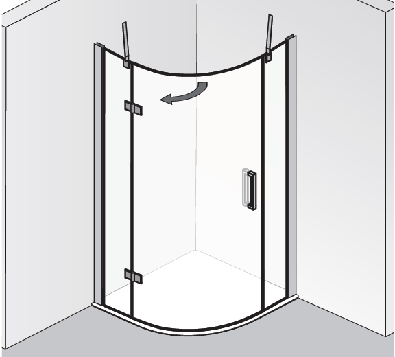 HSK Atelier Plan Runddusche 3-teilig, 1 Drehtür