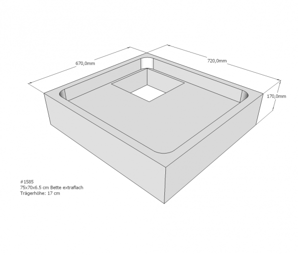 Neuesbad Wannenträger für Bette extraflach 70x75x6,5