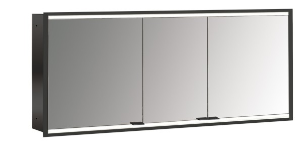 emco LED-Lichtspiegelschrank prime 2 Facelift schwarz Unterputz, 1600 mm, 3-türig, IP 20 Rückwand ve