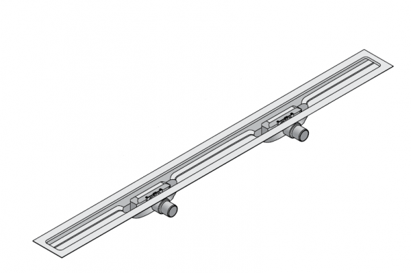 I-DRAIN Korpus Linear 72 mm, 90cm,2Siphon waagr.DN50,mit Abdichtg