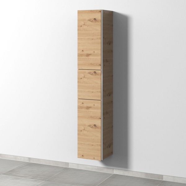 Sanipa 3way Hochschrank mit 2 Türen und 1 Auszug, Eiche Natural-Touch