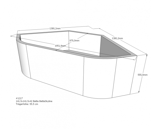 Neuesbad Wannenträger für Bette Skyline 141,5x141,5