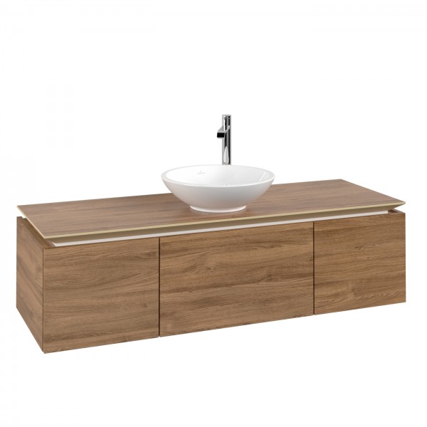 Villeroy & Boch Legato Waschbeckenunterschrank, 3 Auszüge, 1400 x 380 x 500 mm, Kansas Oak / Kansas