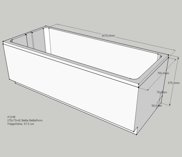 Neuesbad Wannenträger für Bette Form/Safe 170x73