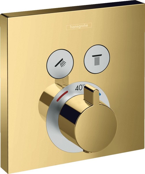 Hansgrohe Thermostat Unterputz ShowerSelect Fertigset 2 Verbraucher Polished Gold-Optik, 15763990