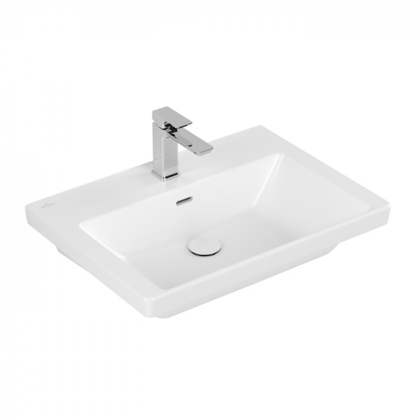 Villeroy & Boch Subway 3.0 Schrankwaschtisch, 650 x 470 x 165 mm, Stone White CeramicPlus, mit Überl