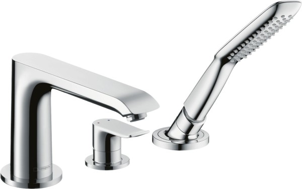 Hansgrohe 3-Loch Wannenarmatur Metris F-Set chrom Wannenrandmontage, 31190000