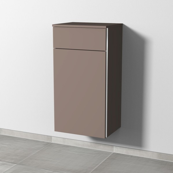 Sanipa 3way Mittelschrank mit 1 Auszug und 1 Wäschekorbklappe, Taupe-Matt, BP1541T