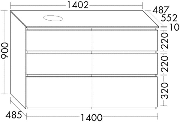 Burgbad Waschtischunterschrank Lin20 Acryl/Lack Matt 900x1402x552 Weiß Matt, SGRB140LF5375