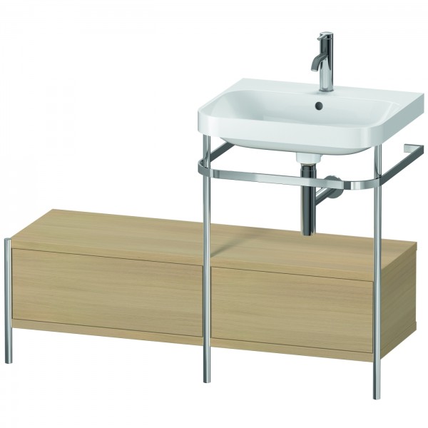 Duravit Happy D.2 Plus c-shaped Set mit Metallkonsole und Schubkasten Mediterrane Eiche Matt 1200x49