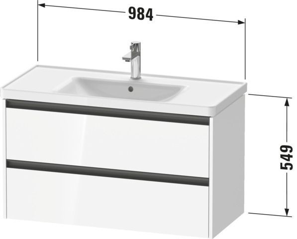 Duravit Ketho.2 Waschtischunterbau wandhängend Graphit Supermatt 984x455x549 mm - K25284080800000