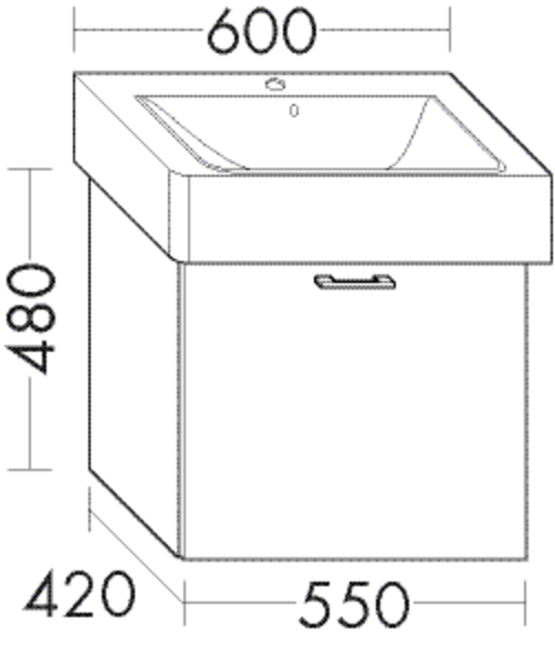 Burgbad Waschtischunterschrank Sys30 PG1 Aqua 480x550x420 Basaltgrau Matt, WUPQ055F1720